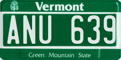 VT license plate ANU639