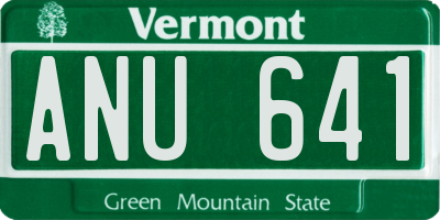 VT license plate ANU641
