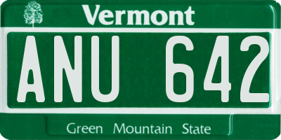 VT license plate ANU642