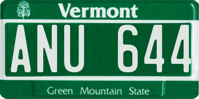 VT license plate ANU644