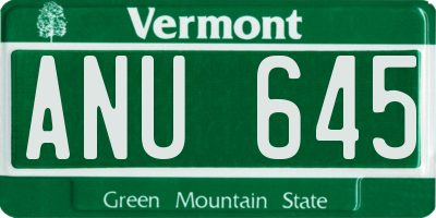 VT license plate ANU645