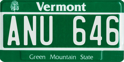 VT license plate ANU646