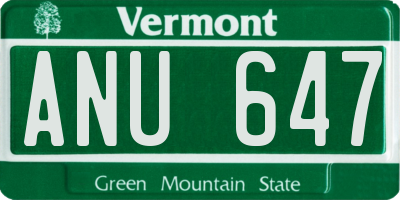 VT license plate ANU647