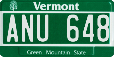 VT license plate ANU648