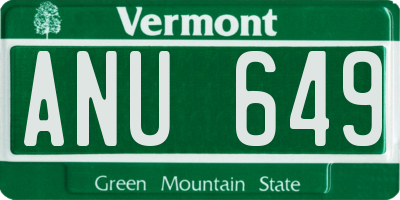 VT license plate ANU649
