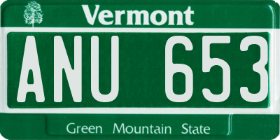 VT license plate ANU653
