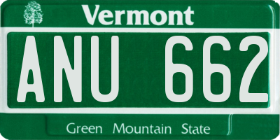VT license plate ANU662