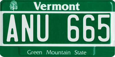 VT license plate ANU665