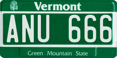 VT license plate ANU666
