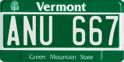 VT license plate ANU667