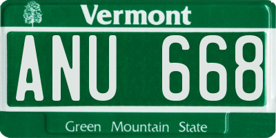 VT license plate ANU668