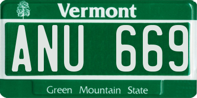 VT license plate ANU669