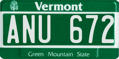 VT license plate ANU672