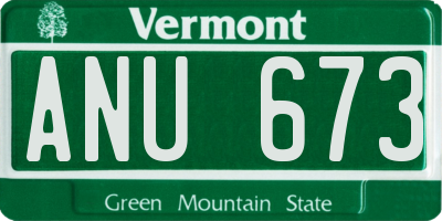 VT license plate ANU673