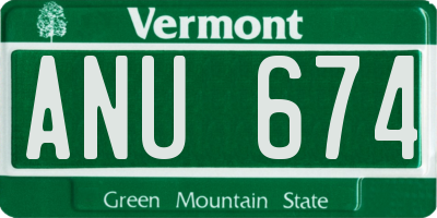 VT license plate ANU674