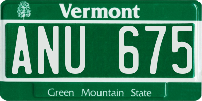 VT license plate ANU675