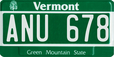 VT license plate ANU678