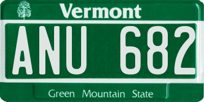 VT license plate ANU682