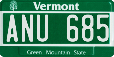 VT license plate ANU685