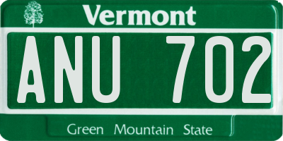 VT license plate ANU702