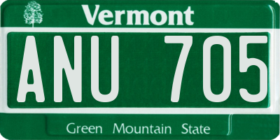 VT license plate ANU705