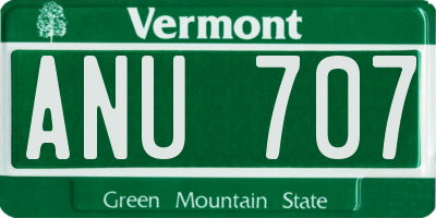 VT license plate ANU707