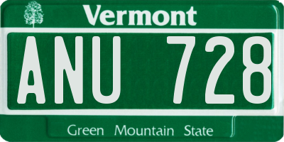 VT license plate ANU728