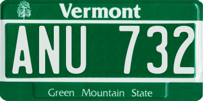 VT license plate ANU732