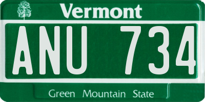 VT license plate ANU734