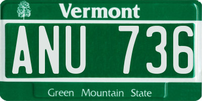 VT license plate ANU736