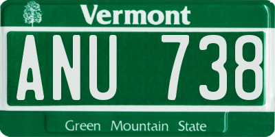 VT license plate ANU738