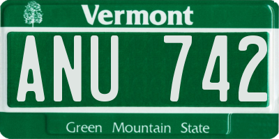 VT license plate ANU742