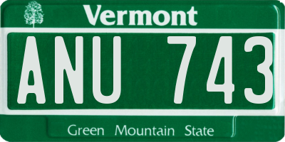 VT license plate ANU743