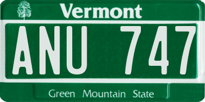 VT license plate ANU747