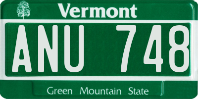 VT license plate ANU748
