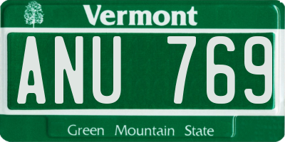 VT license plate ANU769