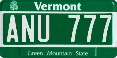 VT license plate ANU777