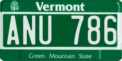 VT license plate ANU786