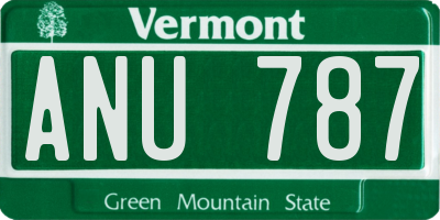 VT license plate ANU787