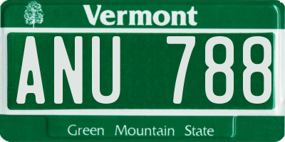 VT license plate ANU788
