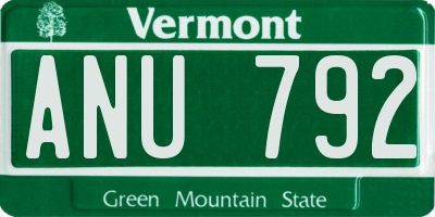 VT license plate ANU792