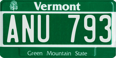VT license plate ANU793