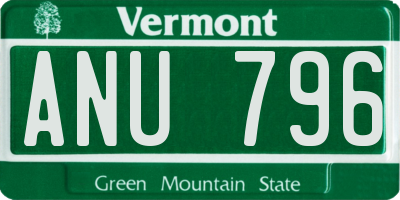 VT license plate ANU796