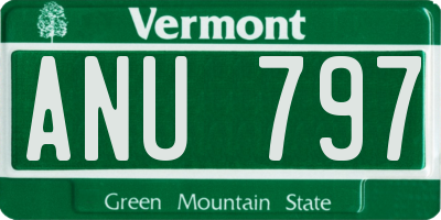VT license plate ANU797