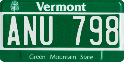 VT license plate ANU798