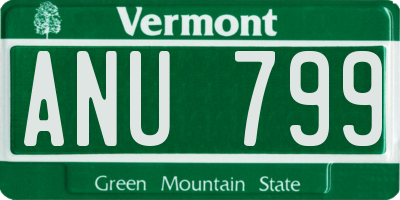 VT license plate ANU799