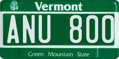 VT license plate ANU800