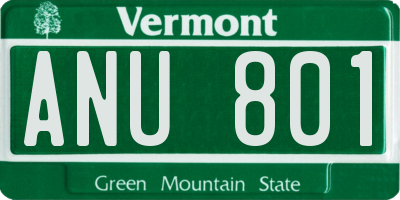 VT license plate ANU801