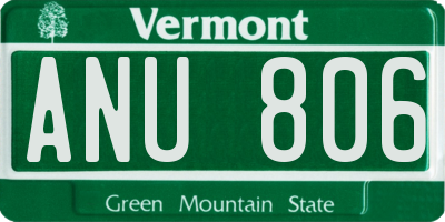 VT license plate ANU806