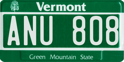 VT license plate ANU808